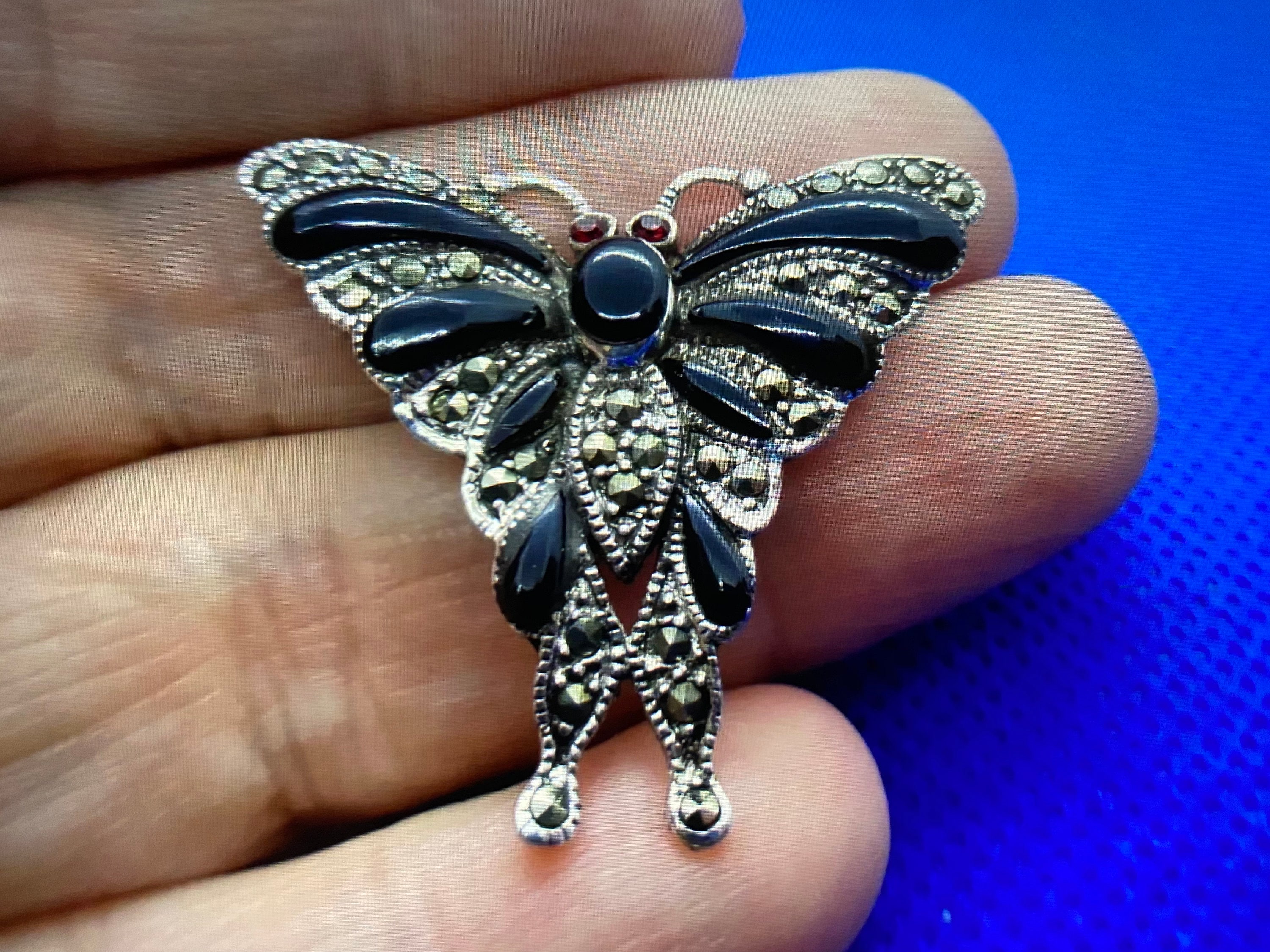 Broche art déco vintage en marcassite et argent - Canada