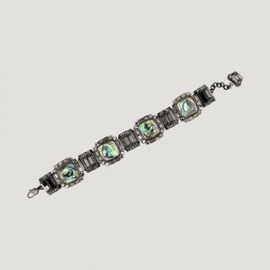 Butler and Wilson Abalone Four Square Shape Crystals Art Deco Style Bracelet