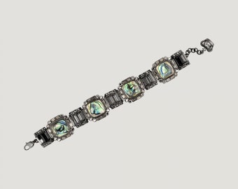 Butler and Wilson Abalone Four Square Shape Crystals Art Deco Style Bracelet