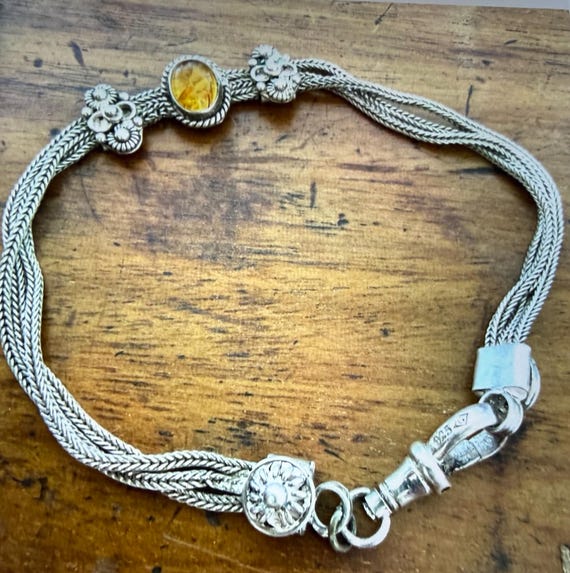 Antique Sterling Silver Albertina Watch Chain Bracelet
