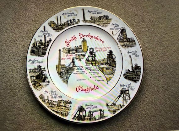 Vintage South Derbyshire Coalfields Colliery Mining Commemorative Plate