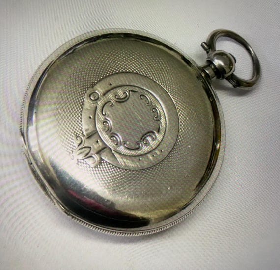 Antique Solid Silver English Key Wind Pocket Watc… - image 10
