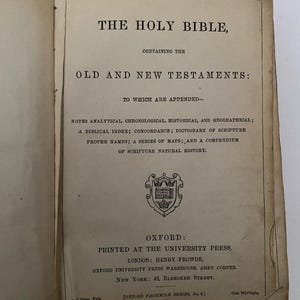 Antique Victorian Small Old and New Testaments Bible - Oxford University Press