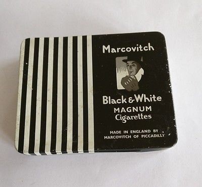 marcovitch cigarette tin Vintage Rare Marcovitch Black & White Magnum Cigarette Tin