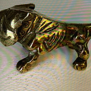Vintage brass bulldog figure - Great colour and patina