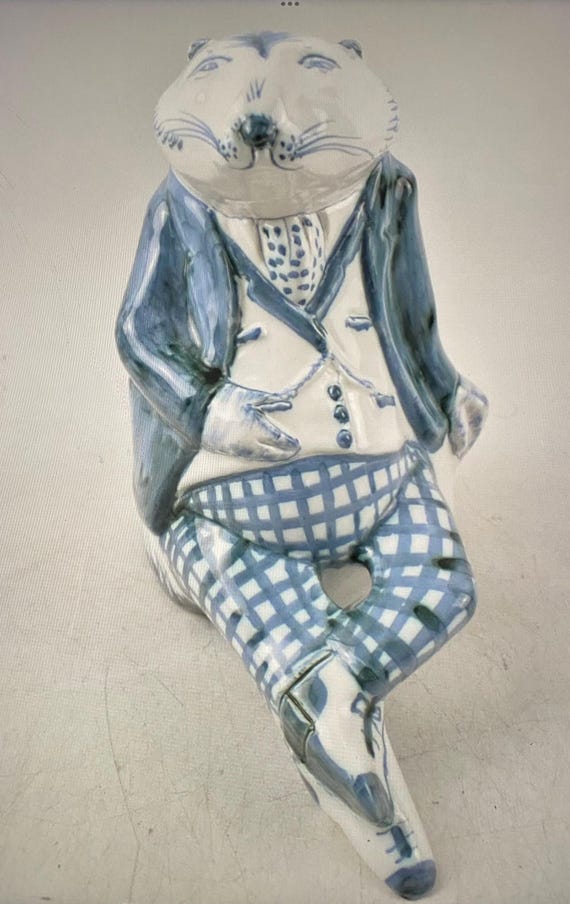 Vintage David Sharp Rye PotteryWind in the Willows Ratty Figure Money Box - RARE