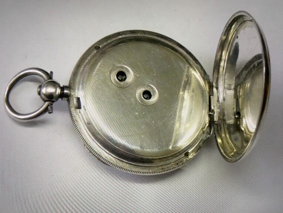 Antique Solid Silver English Key Wind Pocket Watc… - image 3