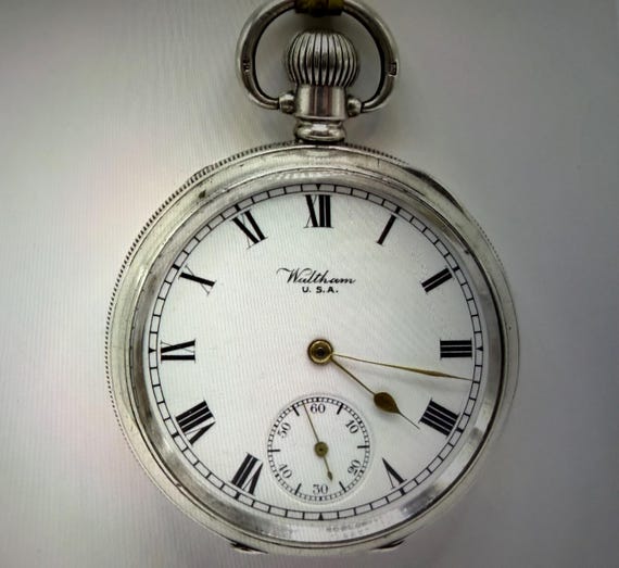 Antique Solid Silver Waltham Pocket Watch - 1917