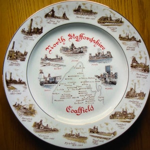 Vintage Fine Bone China North Staffordshire Area Coalfields Collectors Plate