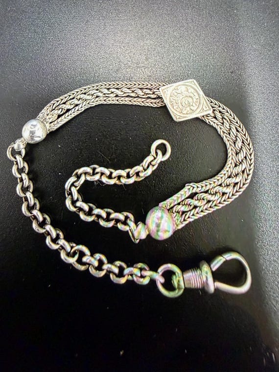 Antique Victorian Silver Albertina Bracelet - 1800s