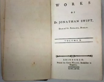 Antique 1768 The Works Of DR. JONATHAN SWIFT Volume X Leather Bound Book