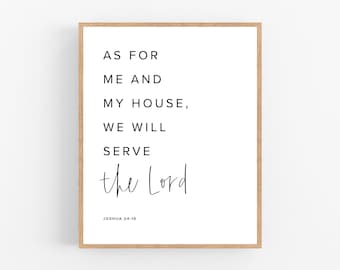 As For Me And My House We Will Serve The Lord, Bible Printable, Joshua 24:15, Scripture Printable, Home Decor, Living Room Decor, Family
