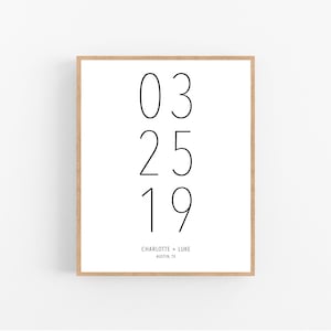 Printable Custom Date Print - Personalized Date Poster With Names - Anniversary/Engagement/Special Date Gift - Digital Download