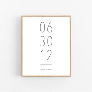 Printable Custom Date Print - Personalized Date Poster With Names - Anniversary/Engagement/Special Date Gift - Digital Download