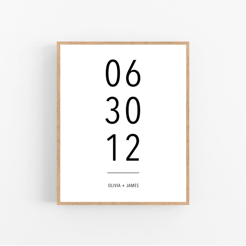 Anniversary Date Print Printable Date Poster Valentine's image 2
