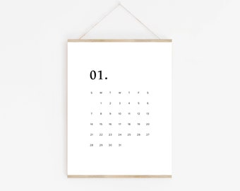 2024 Printable Monthly Calendar, Minimal Monthly Planner, Large Wall Calendar, Modern Planner Printable, Calendar Print, Simple Calendar