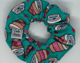 Love Coffee Small Scrunchie, Valentines Day Scrunchie, Handmade Scrunchie, Small Scrunchie Business, Hair Accessories