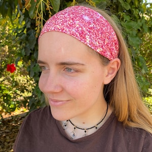 Red Glitter Sparkles Twisted Turban Headband, Boho Handmade Stretch Headband, Yoga Headband, Workout Headband, Hair Accessories