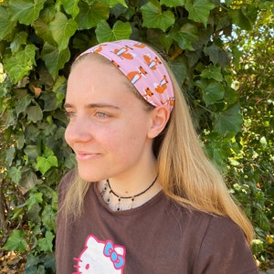 Lots of Foxes Twisted Turban Headband, Handmade Stretched Boho Headband, Yoga Headband, Workout Headband