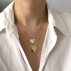 Gold Mini Heart Necklace: Sterling Silver Dainty Chain, Layering Necklace