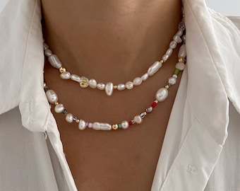 Collier de perles naturelles | Collier de perles baroques irrégulières | Cadeau de Saint-Valentin | Cadeaux spéciaux pour un jour | Cadeau fête des mères | Cadeau d'anniversaire