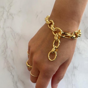 Gold Chunky Chain Bracelet | 18K Gold Link Chain Bracelet | Stacking Bracelet | Thick Braided Chain Bracelet | Gift for Her