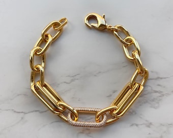 Bracciale a catena placcato oro 18k: gioielli con zirconi cubici