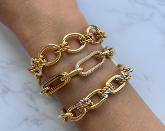 Bracciale a catena placcato oro 18k: gioielli con zirconi cubici