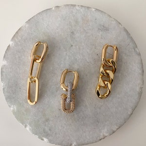 Chunky Gold Link Chain Earrings | 2 in 1 Design | Thick Chain Earrings | Gold Hoops | Thick Chain Earrings | Dangle Earrings | Minimalist