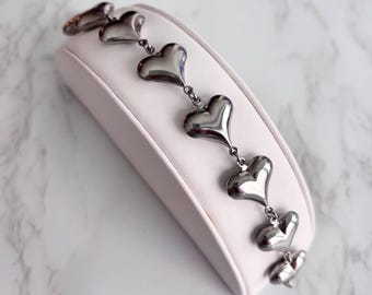Chunky Puffy Heart Chain Bracelet: Stainless Steel Statement Jewelry