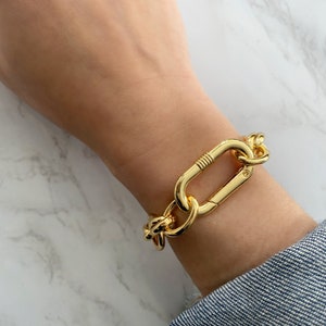 18K Gold Plated Chunky Chain Link Bracelet: Bold Unisex Design