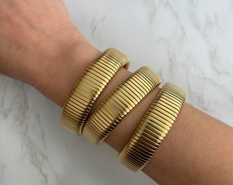 Gold Stainless Steel Bangle | Gold Cuff Bracelet | Thick Bracelet | Chunky Bangle | Bracelet Layering Stacking