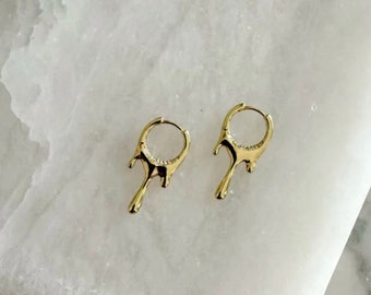 14K Gold Drip Hoops | Everyday Gold Hoops Earrings