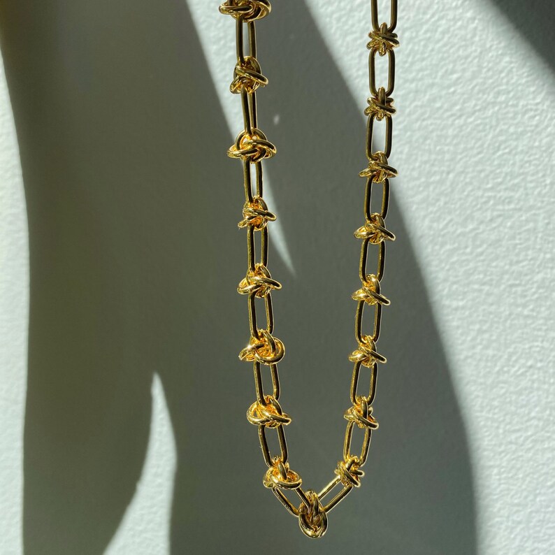 Gold Link Chain Necklace Chunky Gold Knotted Chain Necklace Etsy