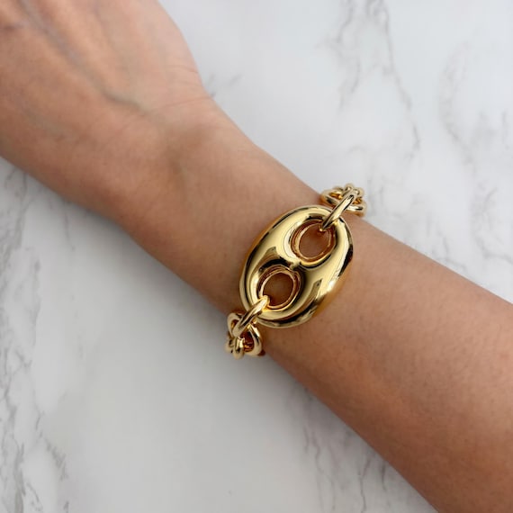 Gold Chunky Jumbo Mariner Link Bracelet: 18k Gold Layering Stacking Jewelry