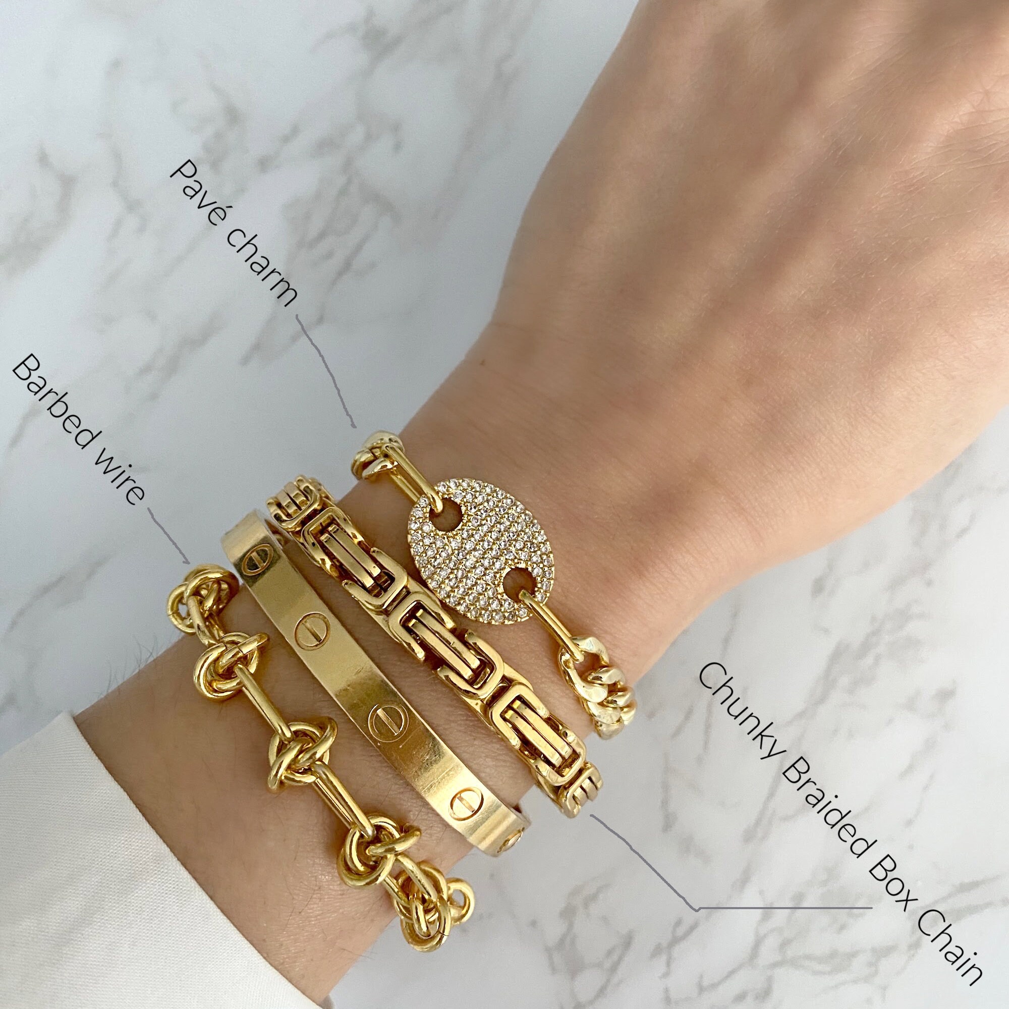 Barbed wire gold bracelet deals