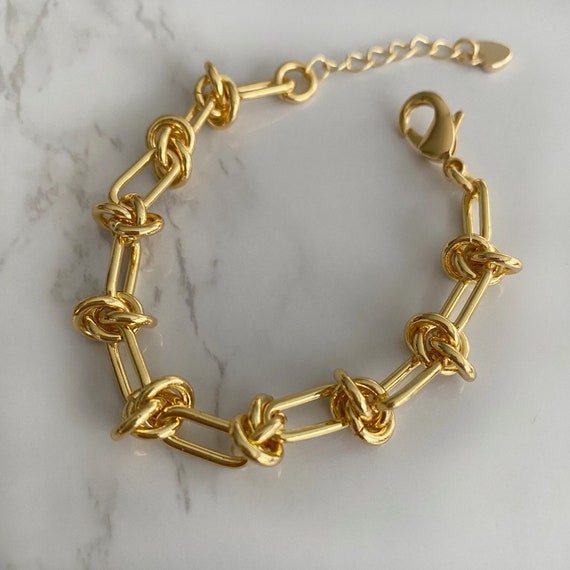 18k Gold Barbed Wire Stacking Bracelet Gold Chain Bracelet Chunky Thick Chain Bracelet Gold Link Bracelet Knotted Chain Bracelet Etsy Canada