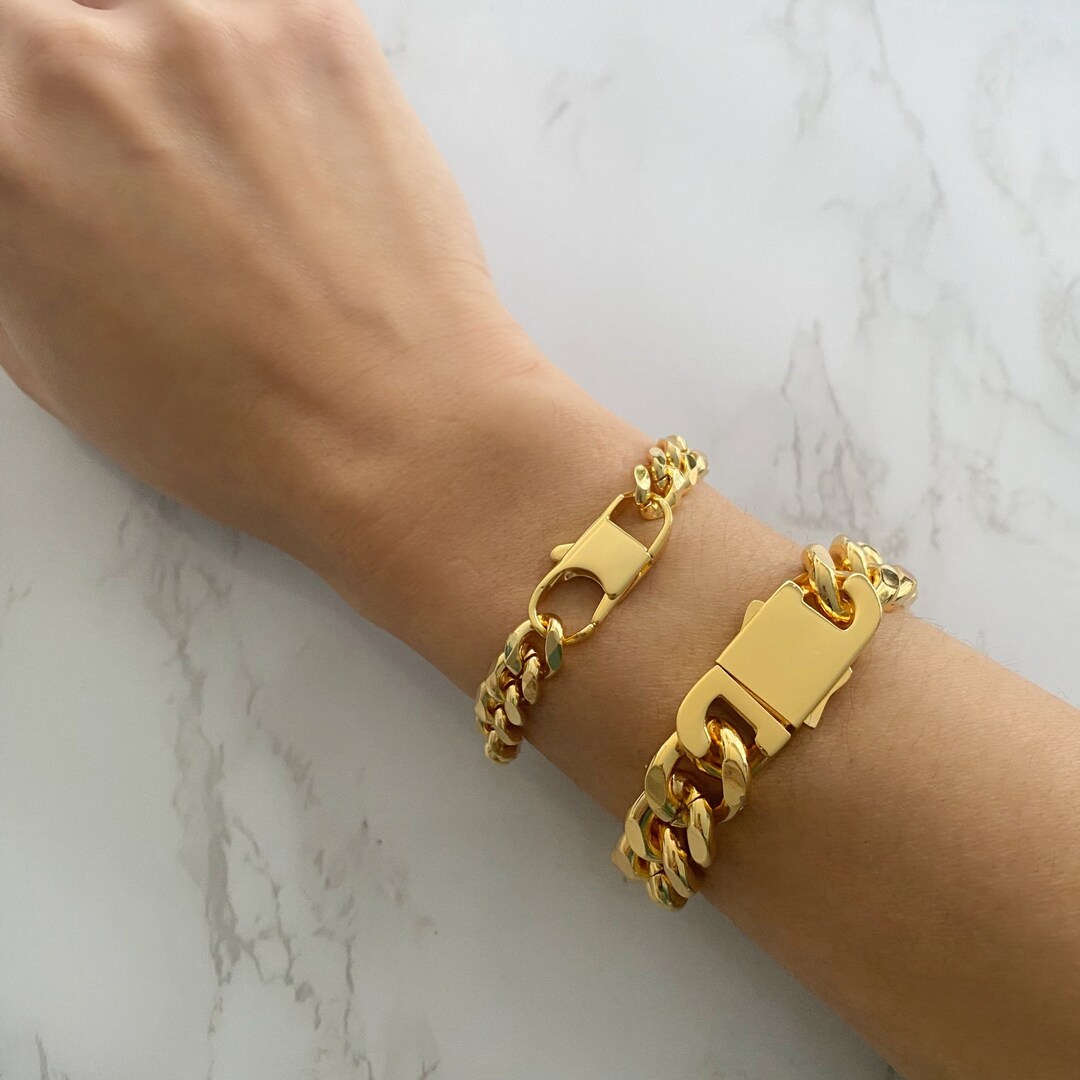 Thick Gold Chain Bracelet Gold Curb Chain Bracelet Chunky Thick Chain Bracelet Jumbo Gold Link