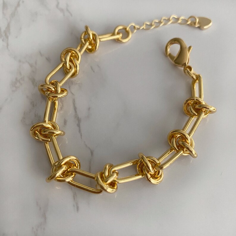 Gold Link Chain Necklace Chunky Gold Knotted Chain Necklace Etsy