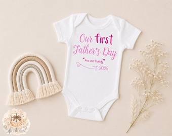Body pyjama personnalisé pour la 1ère fête des pères rose bleu