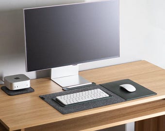 Leather & Wool Felt Desk Pad – 60×30 cm, Full-Grain