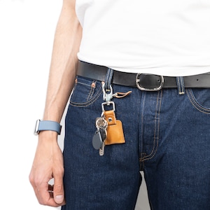 Personalized Keychain for AirTag: 2-Letter Monogram | Premium Italian Leather | Snap Hook