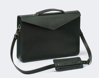 Leather Briefcase - MacBook leather Bag crafted from environmentally friendly Italian Leather