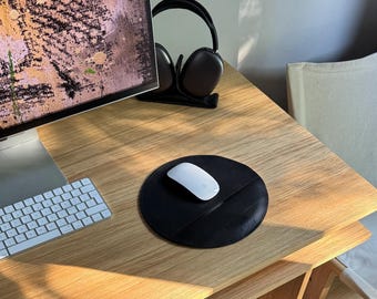 Leather Mouse Pad with Wrist Support: Italian Full-Grain Leather | Handcrafted in Europe