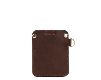 Leather Card Wallet for AirTag: D-Ring for Keys, Hidden Pocket, Full-Grain, Handmade in EU