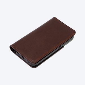 folio wallet case for iphone 14 pro max made by Geometric Goods from eco-friendly leather in Europe oofer free shipping to usa