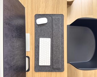 Leather Desk Mat w/ Wrist Support: Italian Full-Grain Leather & Wool Felt | Handcrafted in Europe