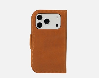 Leather Folio Wallet compatible w/ MagSafe | Classic 5.1 for iPhone 17 Series | Handmade in Europe