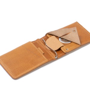 Cartera de cuero con clip para billetes / Compatible con AirTag de Apple / Hecha a mano con cuero italiano de primera calidad