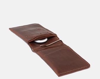 RFID & hidden AirTag pocket: leather wallet with Money Clip (v 2.0)